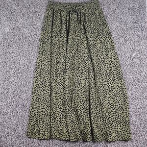 Bluetime womens Sz 2XL Maxi Length Skirt Black Green Cheetah Print